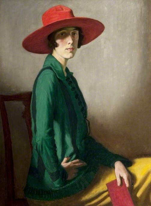 Order Paintings Reproductions Lady with a Red Hat, 1918 by William Strang (1859-1921) | ArtsDot.com