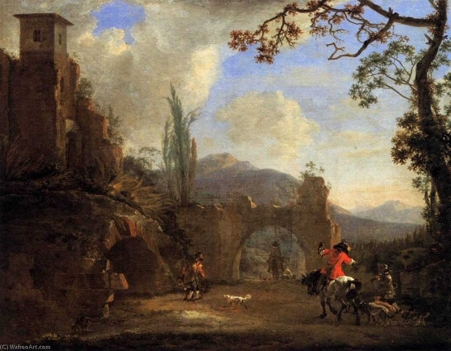 Buy Museum Art Reproductions Landscape with Ruins and a Hunting Party, 1645 by Jan Asselijn (1610-1652, France) | ArtsDot.com