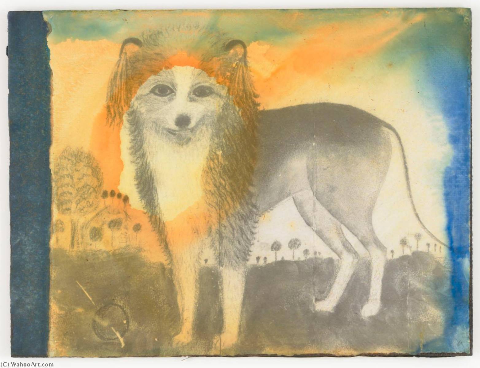 Order Art Reproductions Untitled (painting of dog in landscape) by Joseph Cornell (Inspired By) (1903-1972, United States) | ArtsDot.com
