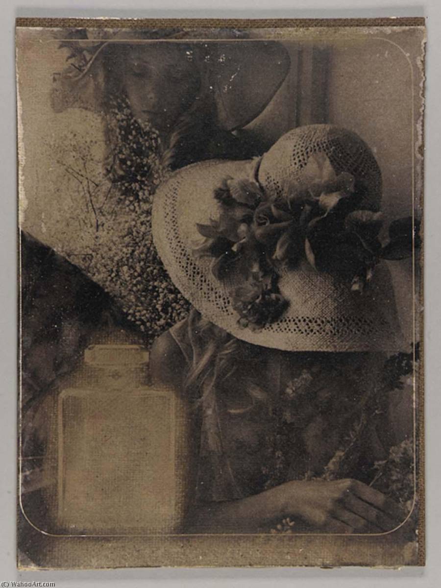 Order Oil Painting Replica Untitled (two young women with flowers and straw hats) by Joseph Cornell (Inspired By) (1903-1972, United States) | ArtsDot.com