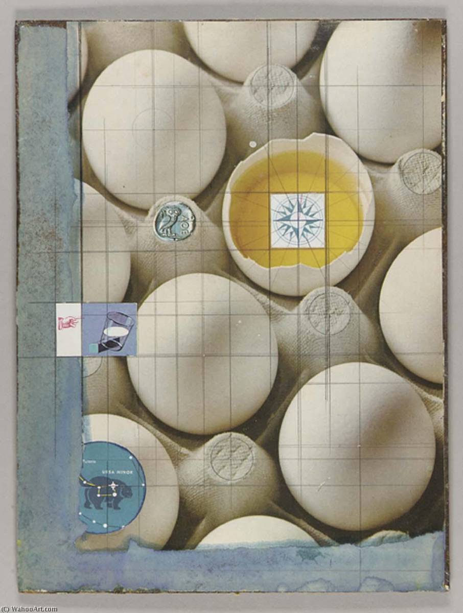 Order Oil Painting Replica Untitled (Chinese 12 II, eggs in carton) by Joseph Cornell (Inspired By) (1903-1972, United States) | ArtsDot.com