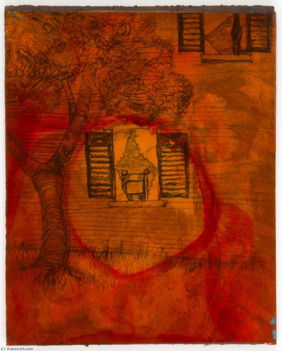 Order Oil Painting Replica Untitled (house and tree, mounted on masonite) by Joseph Cornell (Inspired By) (1903-1972, United States) | ArtsDot.com