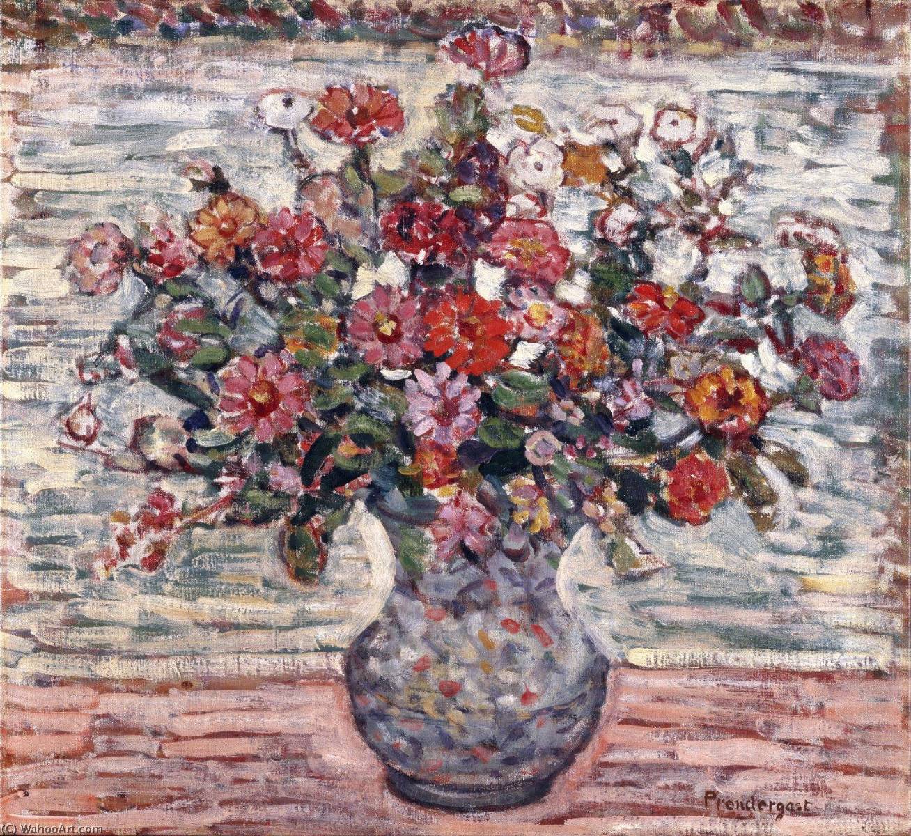 Order Oil Painting Replica Flowers in a Vase, 1913 by Maurice Brazil Prendergast (1858-1924, Canada) | ArtsDot.com