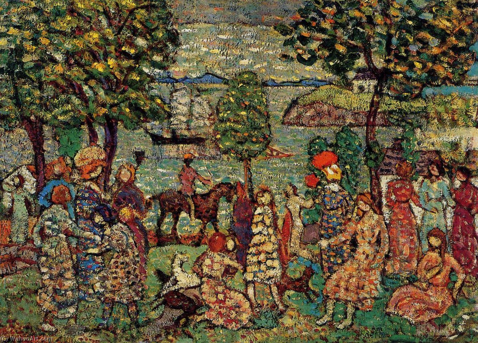 Bestellen Kunstreproduktionen Fantasy (auch bekannt als Landschaft mit Figuren), 1915 von Maurice Brazil Prendergast (1858-1924, Canada) | ArtsDot.com