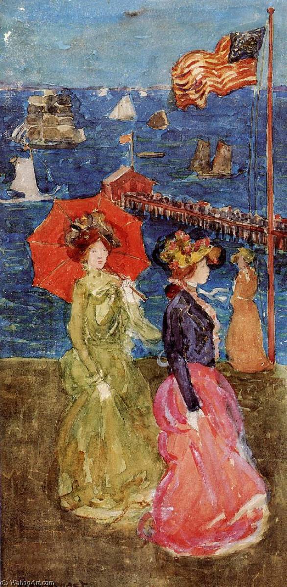 Buy Museum Art Reproductions Figures under the Flag, 1905 by Maurice Brazil Prendergast (1858-1924, Canada) | ArtsDot.com
