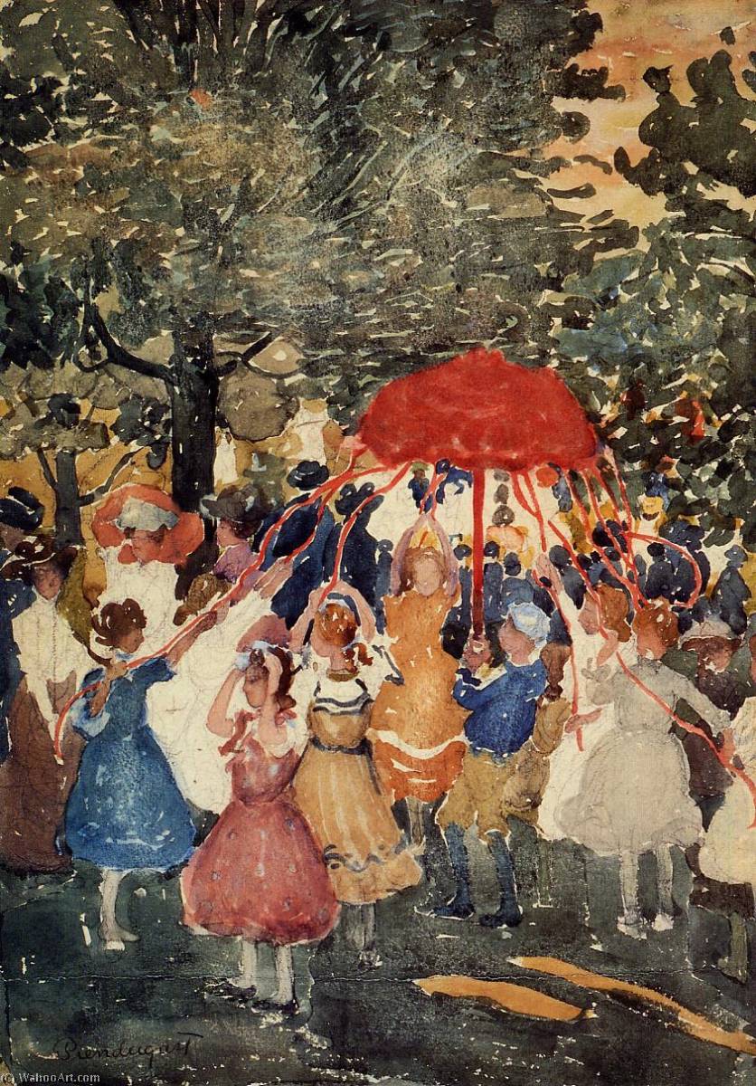 Order Paintings Reproductions Maypole, 1903 by Maurice Brazil Prendergast (1858-1924, Canada) | ArtsDot.com