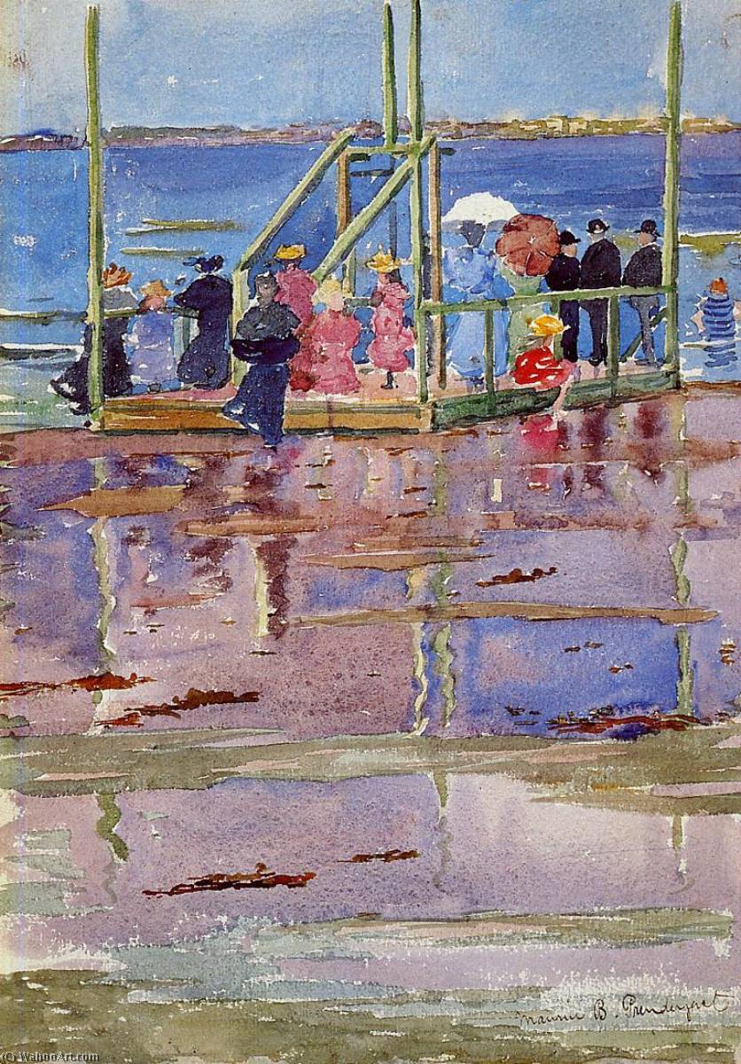 Order Oil Painting Replica Float at Low Tide, Revere Beach (also known as People at the Beach), 1897 by Maurice Brazil Prendergast (1858-1924, Canada) | ArtsDot.com