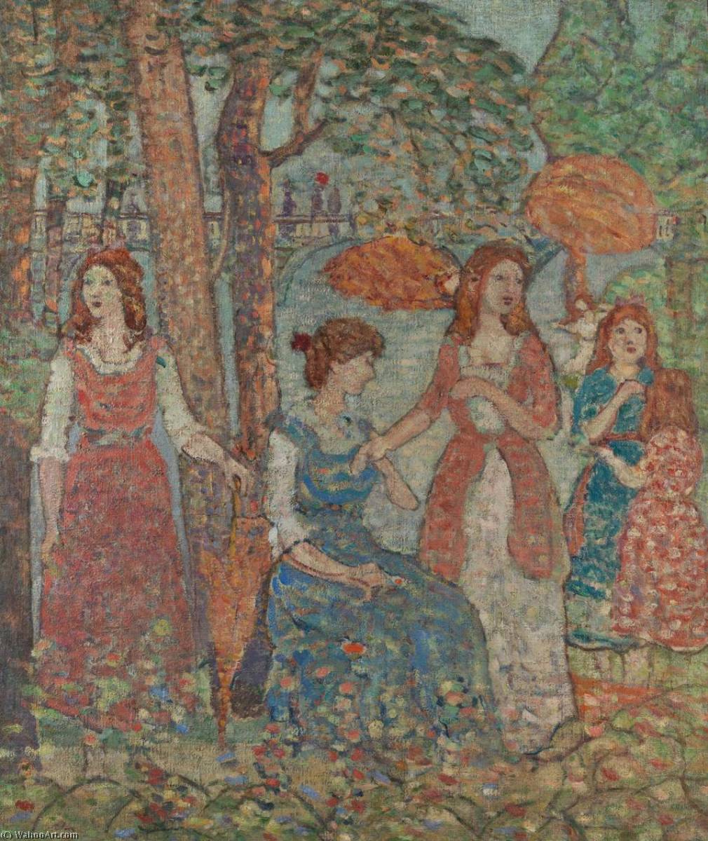 Order Art Reproductions Figures in a Park, 1914 by Maurice Brazil Prendergast (1858-1924, Canada) | ArtsDot.com