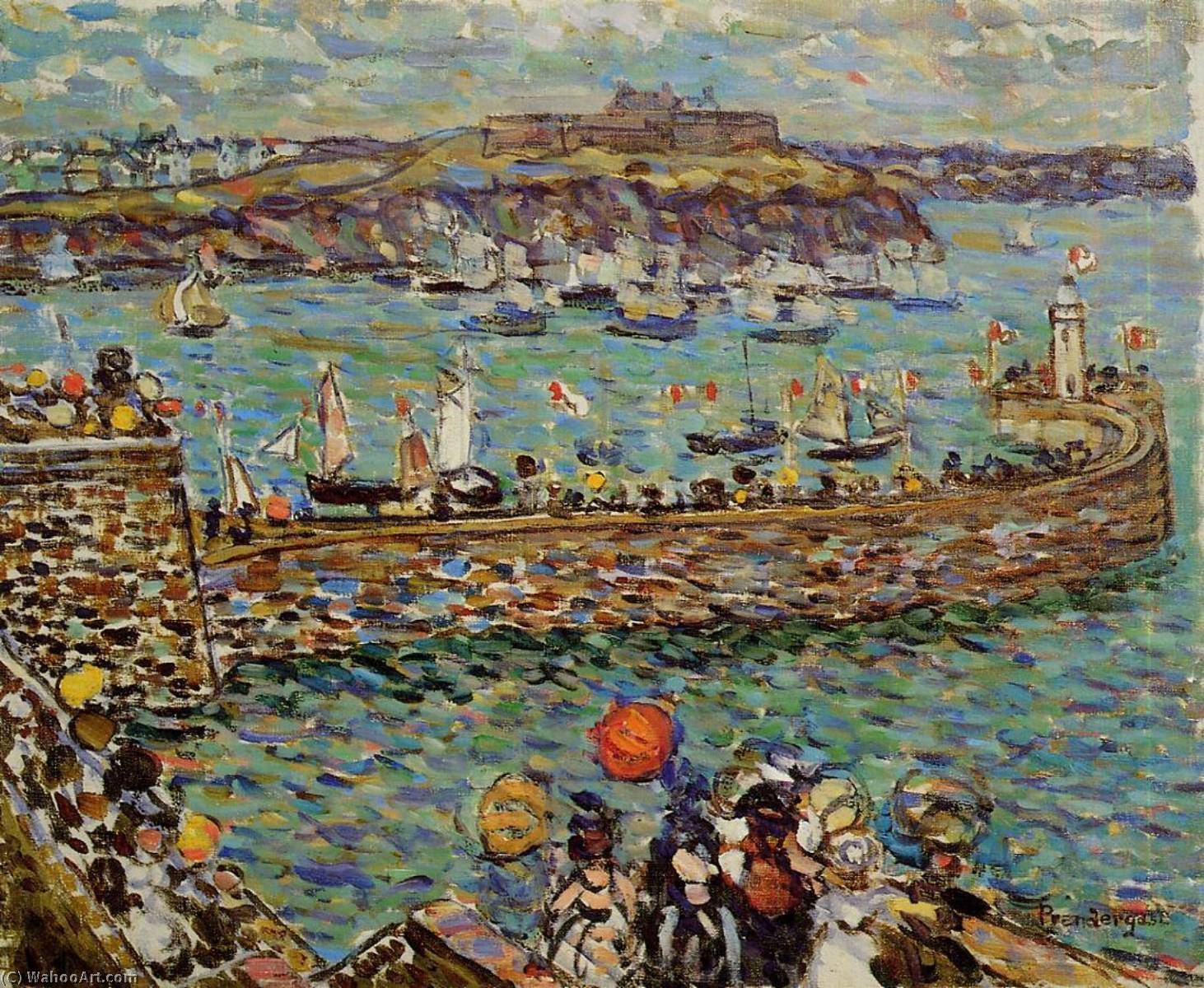 Order Oil Painting Replica Lighthouse at St. Malo, 1907 by Maurice Brazil Prendergast (1858-1924, Canada) | ArtsDot.com