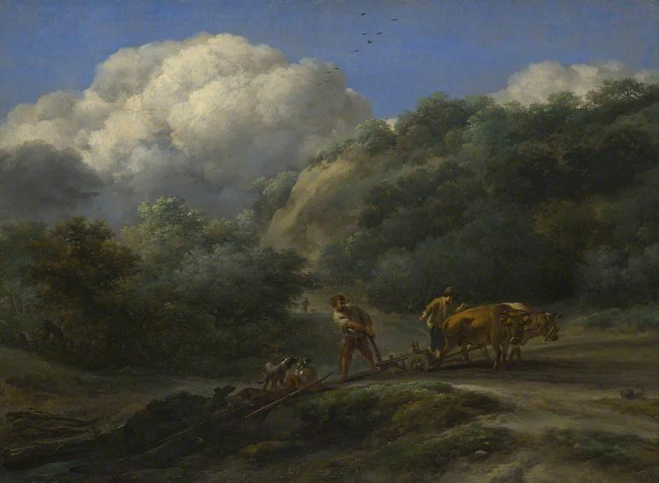 Order Art Reproductions A Man and a Youth Ploughing with Oxen, 1655 by Nicolaes Berchem | ArtsDot.com