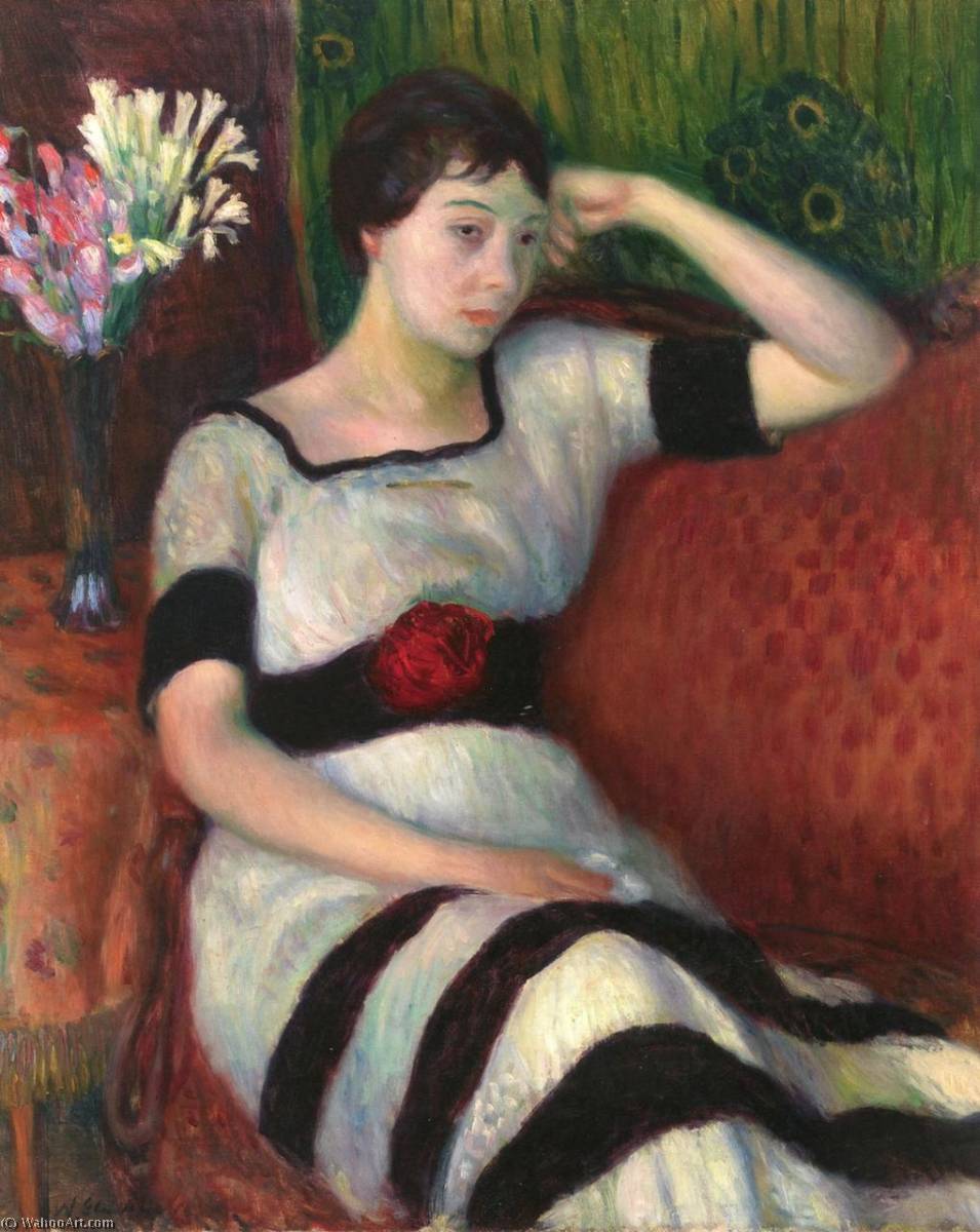 Buy Museum Art Reproductions Girl in Black and White, 1914 by William James Glackens (1870-1938, United States) | ArtsDot.com