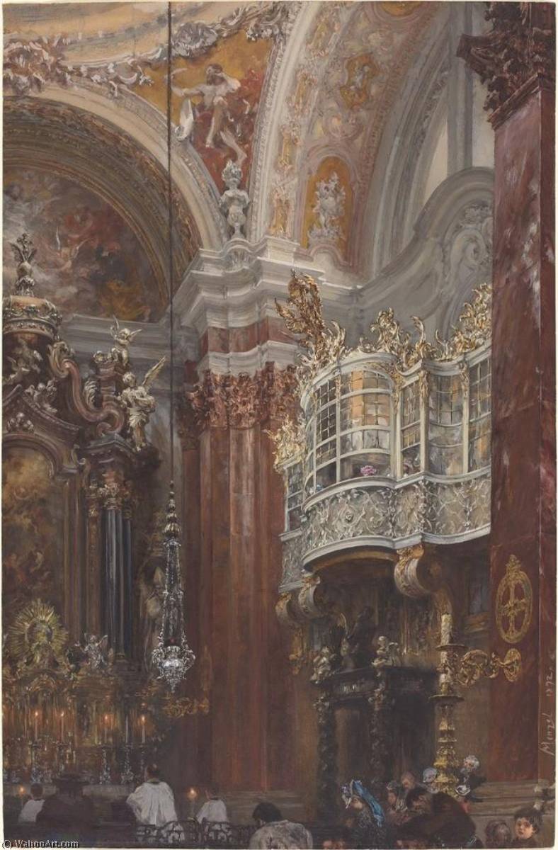 Order Oil Painting Replica The Interior of the Jacobskirche at Innsbruck, 1872 by Adolph Menzel | ArtsDot.com