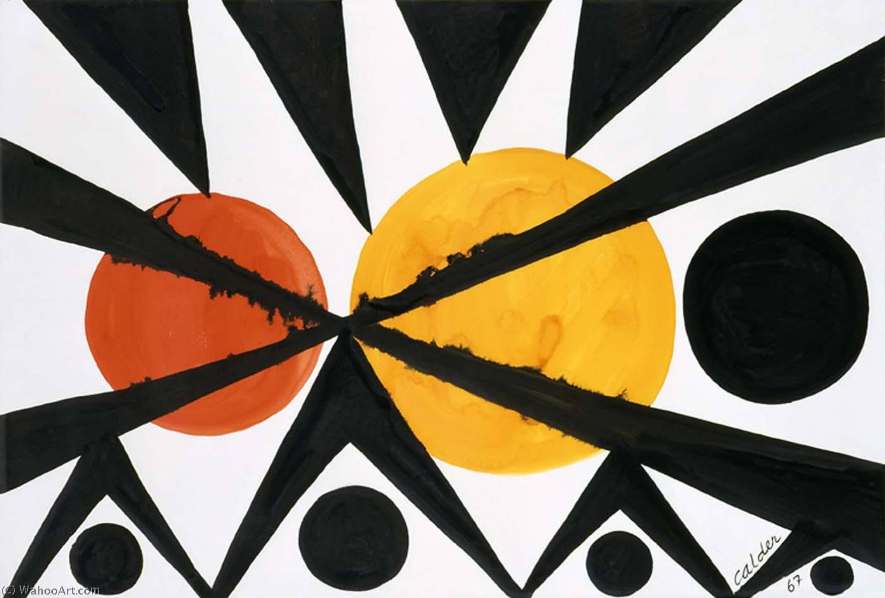 Order Paintings Reproductions Across the Orange Moons, 1967 by Alexander Milne Calder (Inspired By) (1898-1976, United Kingdom) | ArtsDot.com