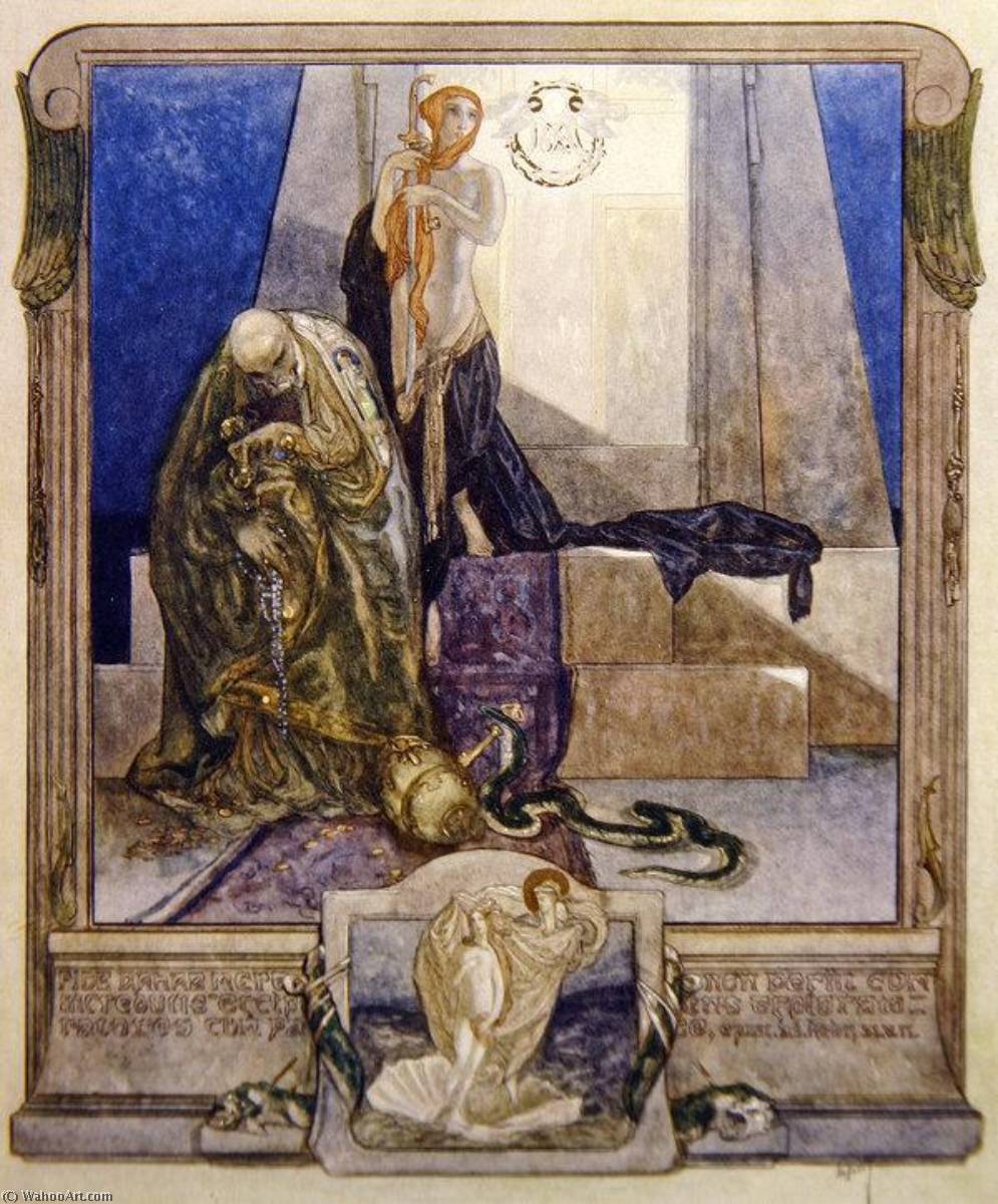 Order Art Reproductions Illustration from Dante`s `Divine Comedy`, Paradise, Canto IX, 1921 by Franz Von Bayros (1866-1924, Croatia) | ArtsDot.com