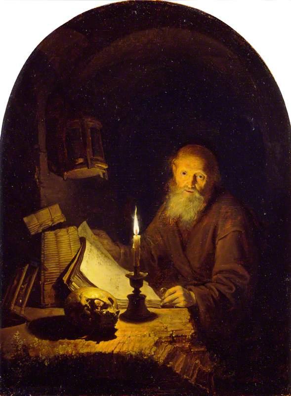 Order Art Reproductions A Hermit, 1661 by Gerrit (Gérard) Dou (1613-1675, Netherlands) | ArtsDot.com