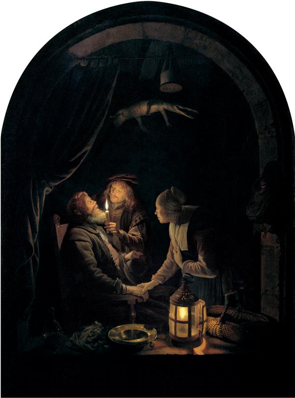 Order Art Reproductions English Dentist by Candlelight, 1660 by Gerrit (Gérard) Dou (1613-1675, Netherlands) | ArtsDot.com