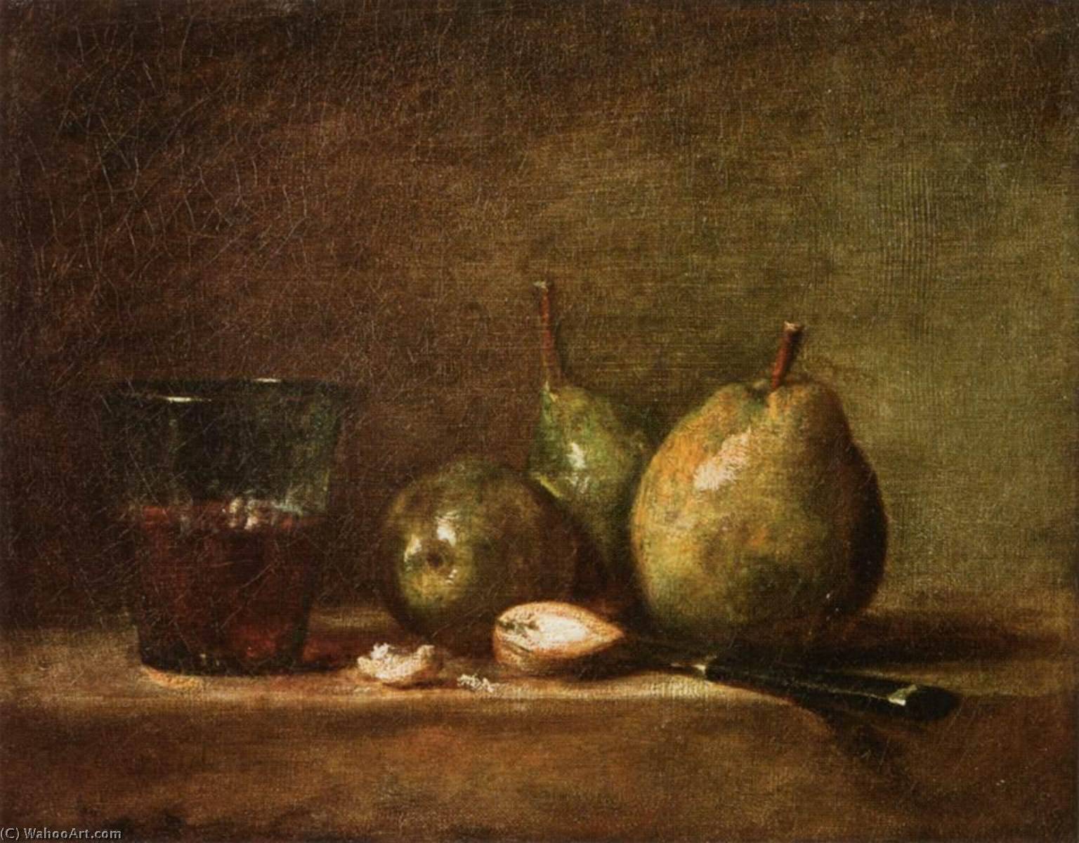 Order Paintings Reproductions Pears, Walnuts and Glass of Wine, 1768 by Jean-Baptiste Simeon Chardin (1699-1779, France) | ArtsDot.com