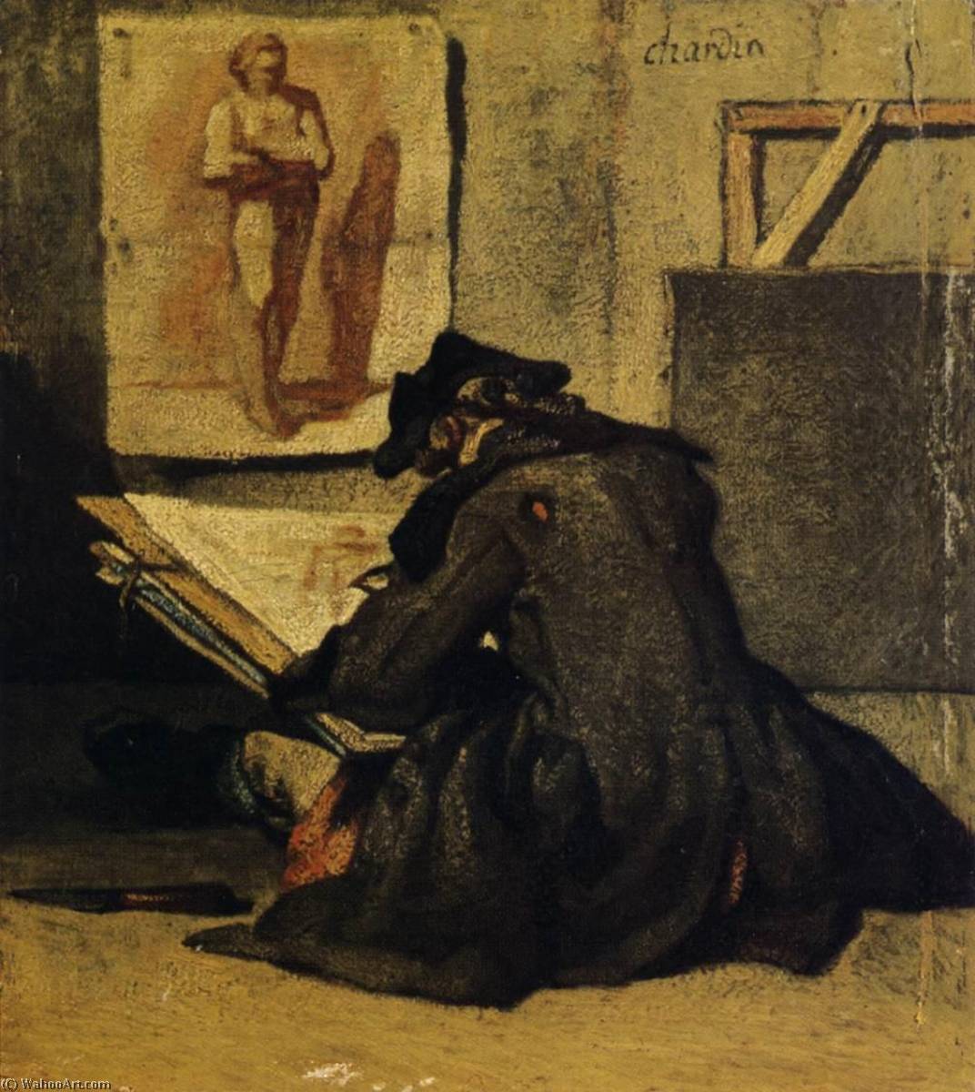 順序 油絵 ヤング・スケッチャー, 1733 バイ Jean-Baptiste Simeon Chardin (1699-1779, France) | ArtsDot.com
