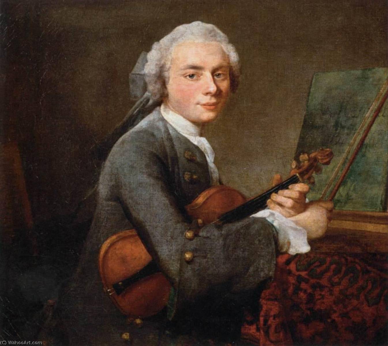 Order Paintings Reproductions The Youth with a Violin, 1734 by Jean-Baptiste Simeon Chardin (1699-1779, France) | ArtsDot.com