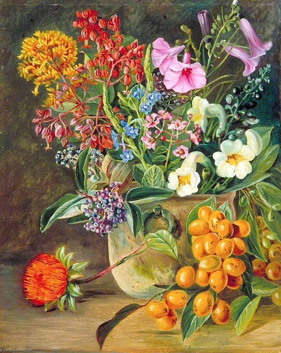 Order Paintings Reproductions Group of Brazilian Forest Wild Flowers and Berries, 1873 by Marianne North (1830-1890, United Kingdom) | ArtsDot.com