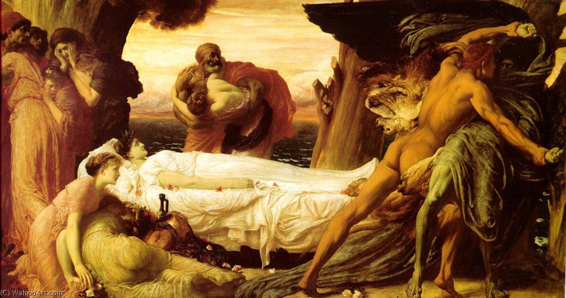 Buy Museum Art Reproductions English Hercules Fighting Death to Save Alcestis, 1869 by Lord Frederic Leighton | ArtsDot.com