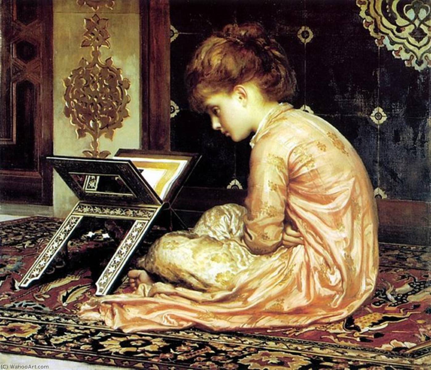 Order Paintings Reproductions English Study at a Reading Desk‎, 1877 by Lord Frederic Leighton | ArtsDot.com