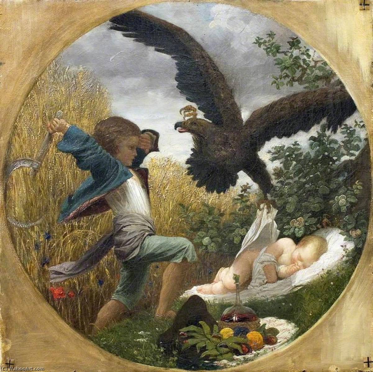 Order Art Reproductions A Boy Defending a Baby from an Eagle, 1850 by Lord Frederic Leighton | ArtsDot.com