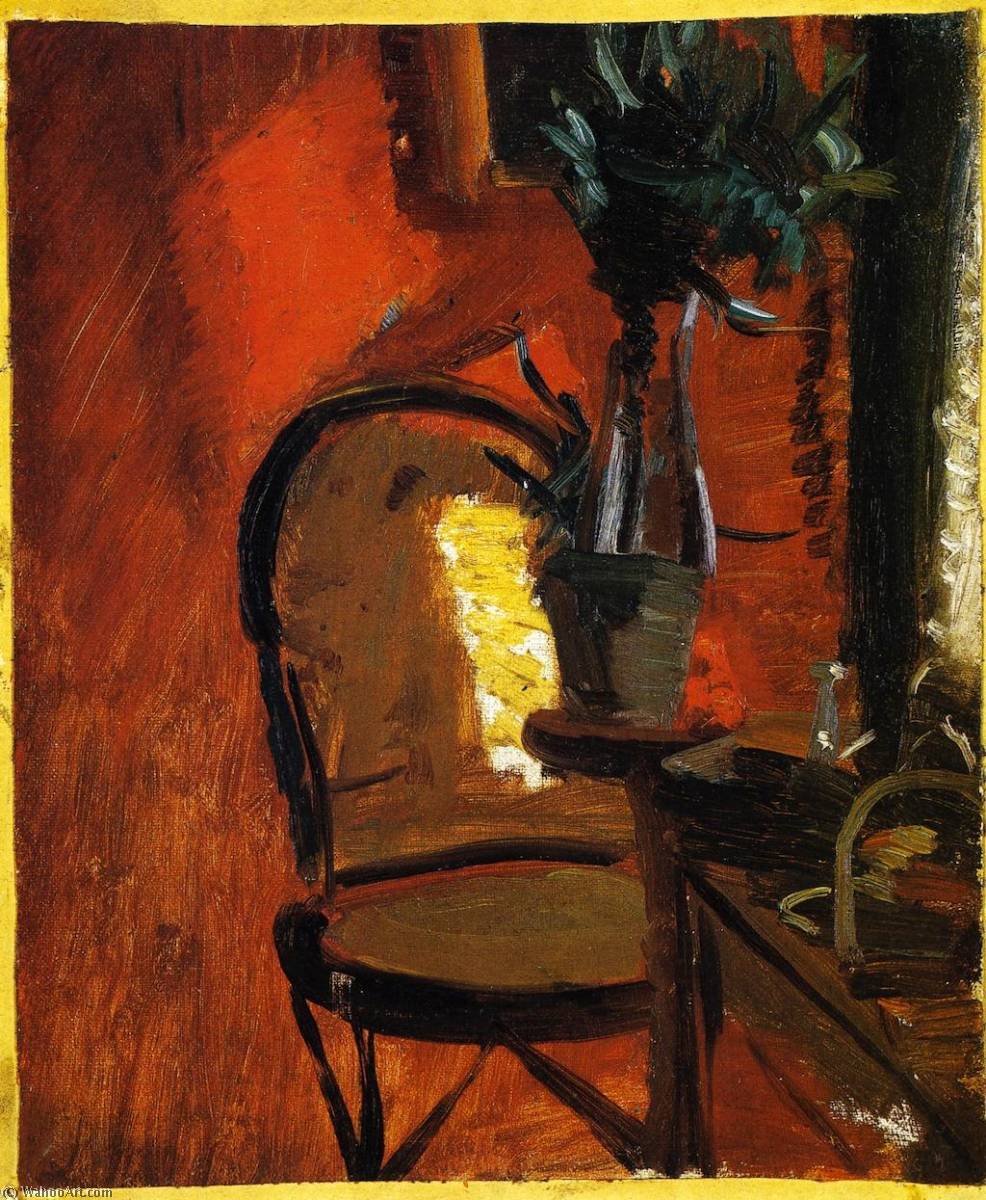 Comprar Reproducciones De Arte Del Museo Interior con silla y planta de Anna Kirstine Ancher (1859-1935, Denmark) | ArtsDot.com