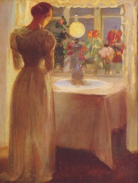 Buy Museum Art Reproductions Ung pige foran en tændt lampe English Young Girl Before a Lit Lamp, 1887 by Anna Kirstine Ancher (1859-1935, Denmark) | ArtsDot.com