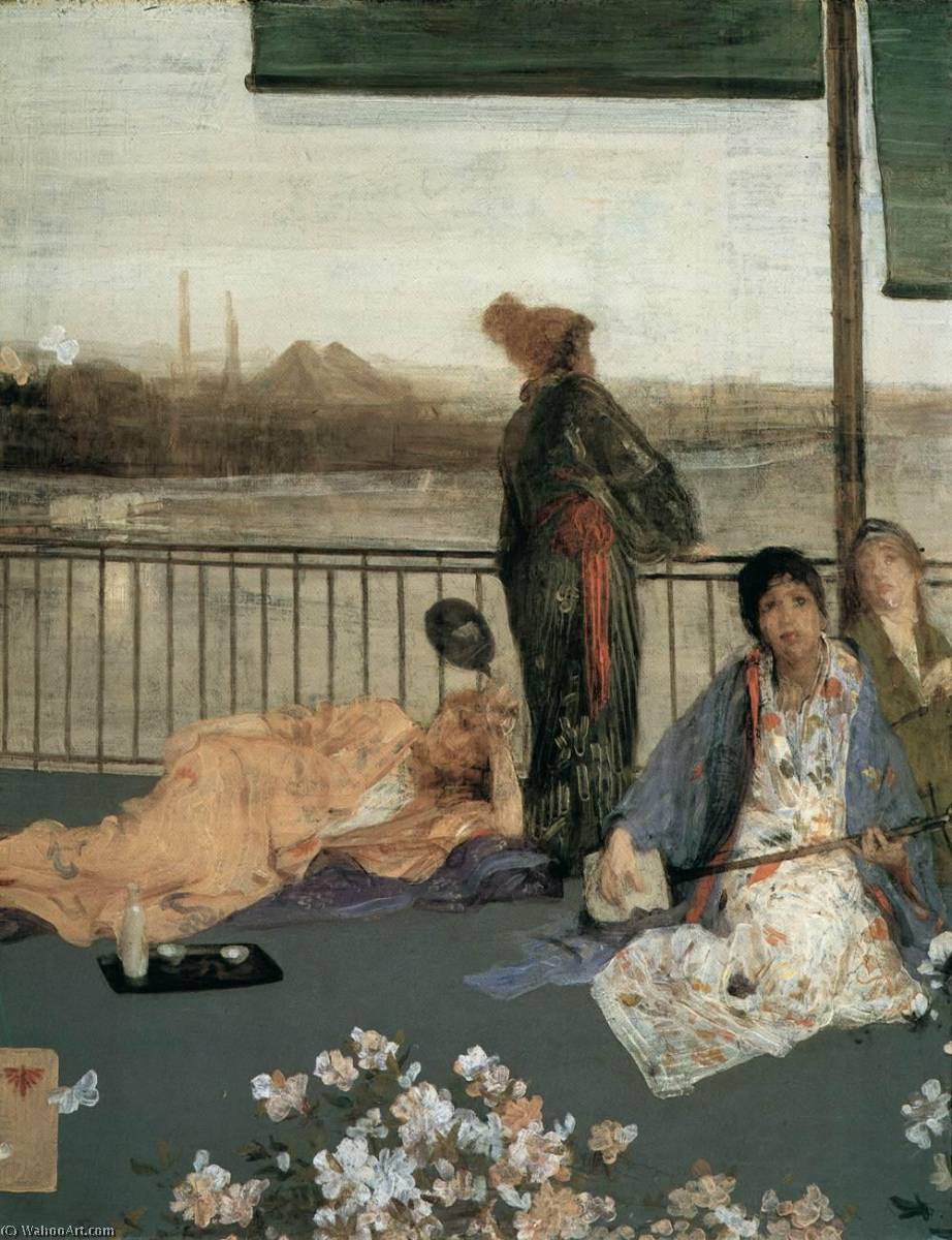 Order Oil Painting Replica The Balcony, Variations in Flesh Colour and Green, 1865 by James Abbott Mcneill Whistler (1834-1903, United States) | ArtsDot.com