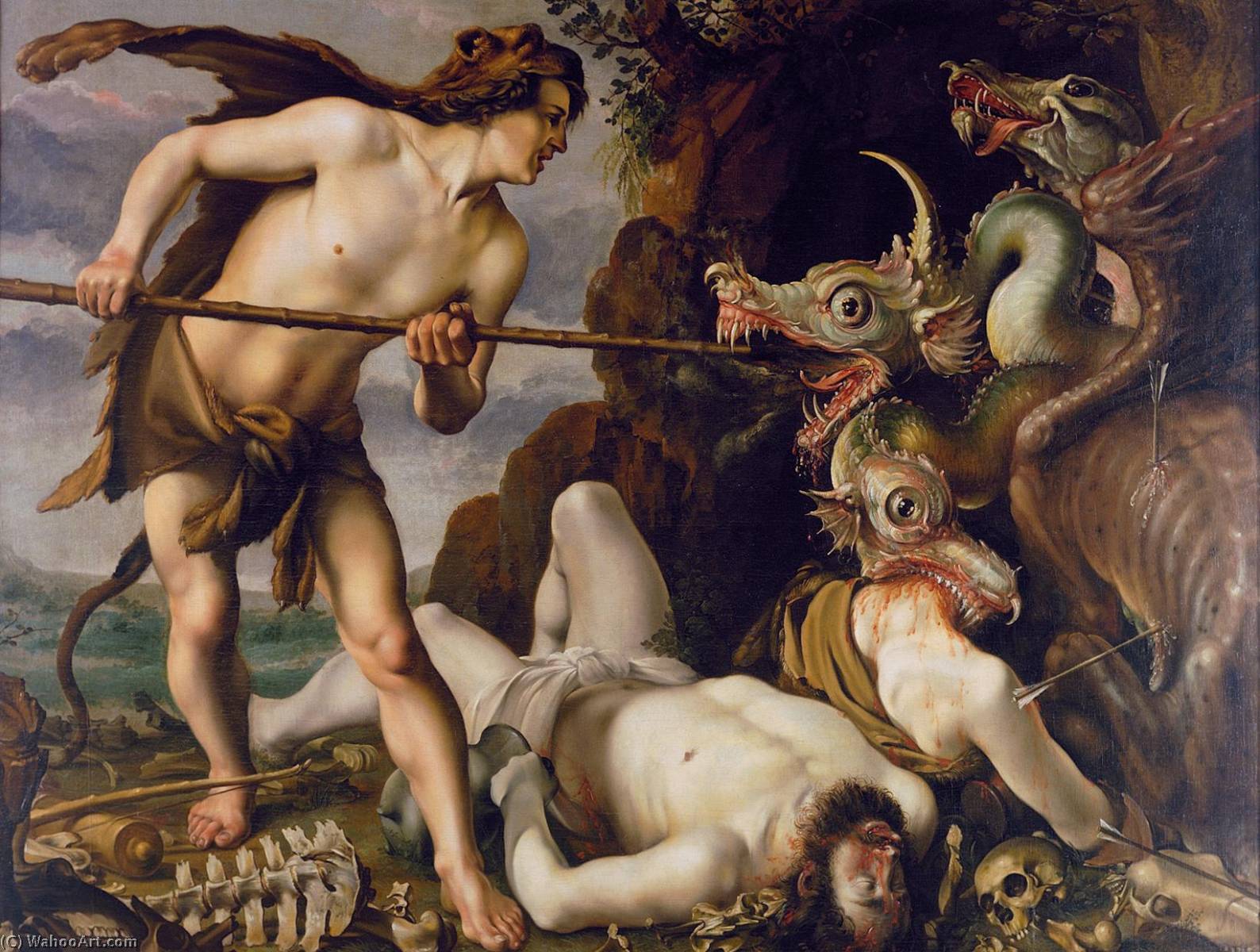 Order Artwork Replica Cadmus slays the dragon, 1617 by Hendrik Goltzius (1558-1617, Italy) | ArtsDot.com