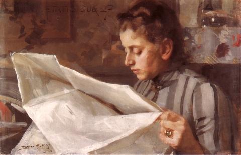 Buy Museum Art Reproductions Emma Zorn reading, 1887 by Anders Leonard Zorn (1860-1920, Sweden) | ArtsDot.com