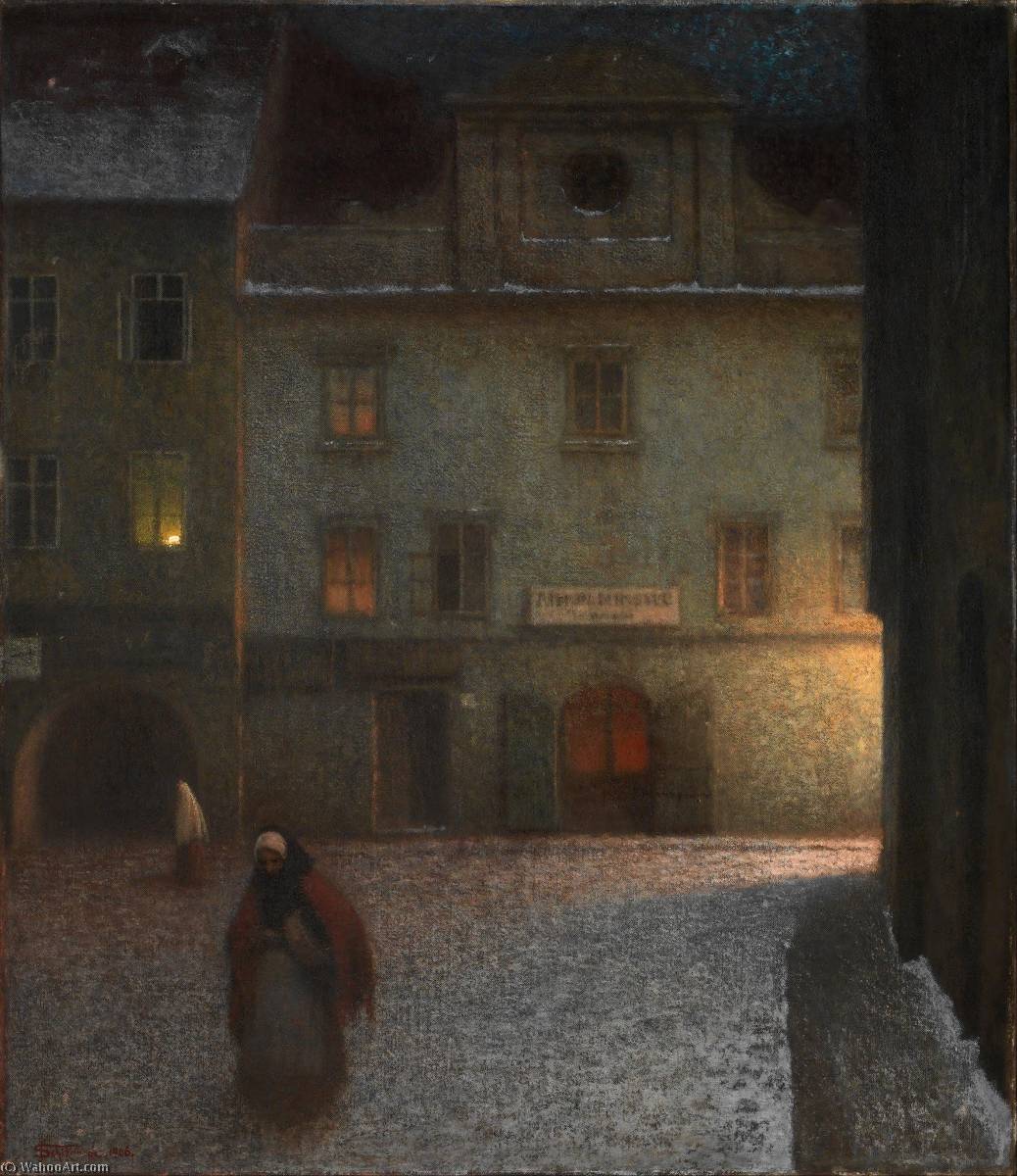 Order Oil Painting Replica Evening Street, 1906 by Jakub Schikaneder (1855-1924) | ArtsDot.com