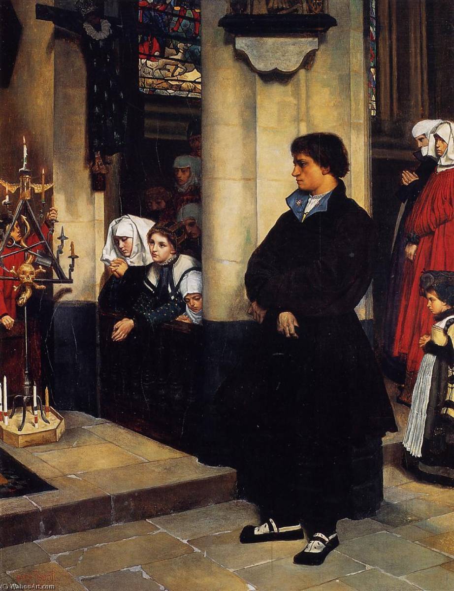 Order Oil Painting Replica During the Service (also known as Martin Luther`s Doubts), 1860 by James Jaques Joseph Tissot (1836-1902) | ArtsDot.com