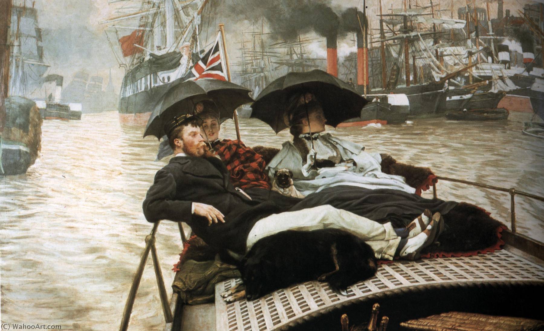 Order Oil Painting Replica English The Thames Deutsch Die Themse, 1876 by James Jacques Joseph Tissot (1836-1902, France) | ArtsDot.com