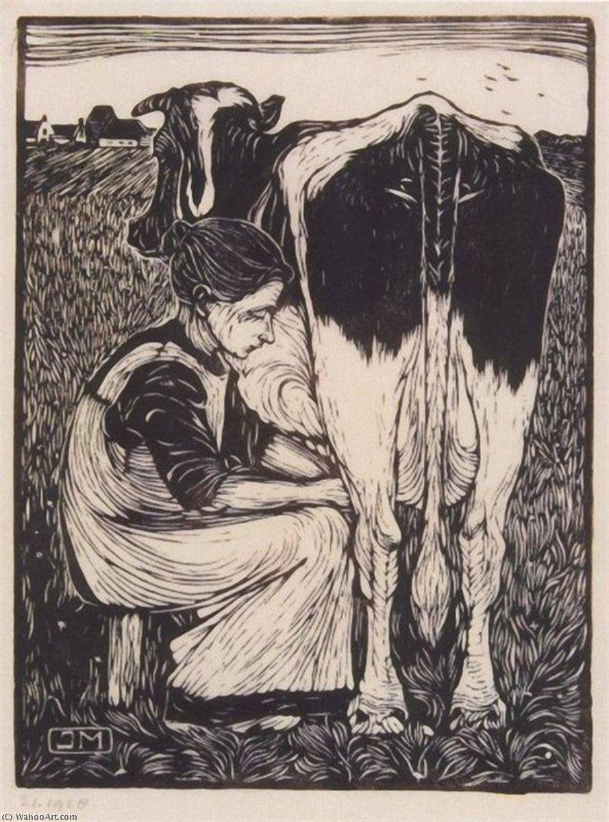 Order Paintings Reproductions Milking the Cow, 1914 by Jan Mankes (1889-1920, Netherlands) | ArtsDot.com