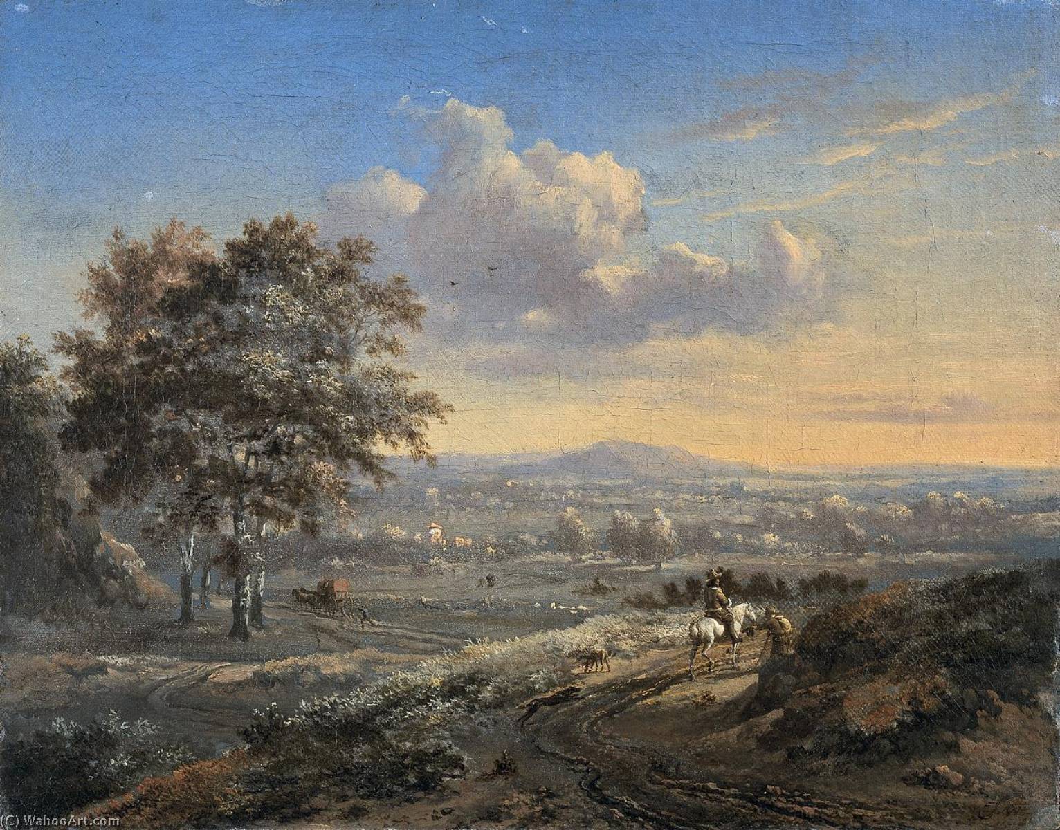 Buy Museum Art Reproductions Hilly Landscape with a Rider on a Country Road, 1684 by Jan Jansz Wijnants (1632-1684, Netherlands) | ArtsDot.com