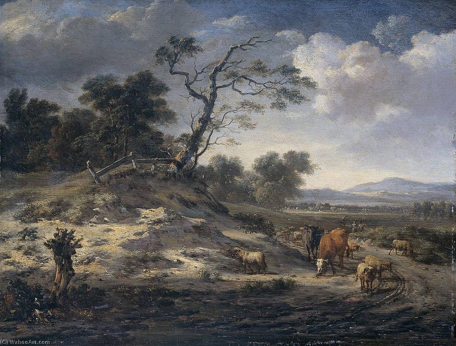 Buy Museum Art Reproductions Landscape with Cattle on a Country Road, 1684 by Jan Jansz Wijnants (1632-1684, Netherlands) | ArtsDot.com