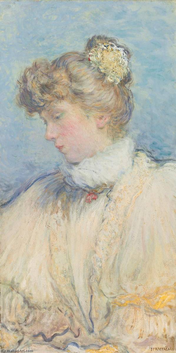 Order Paintings Reproductions Portrait of a Young Woman in Profile by Jean-François Raffaelli (1850-1924, France) | ArtsDot.com