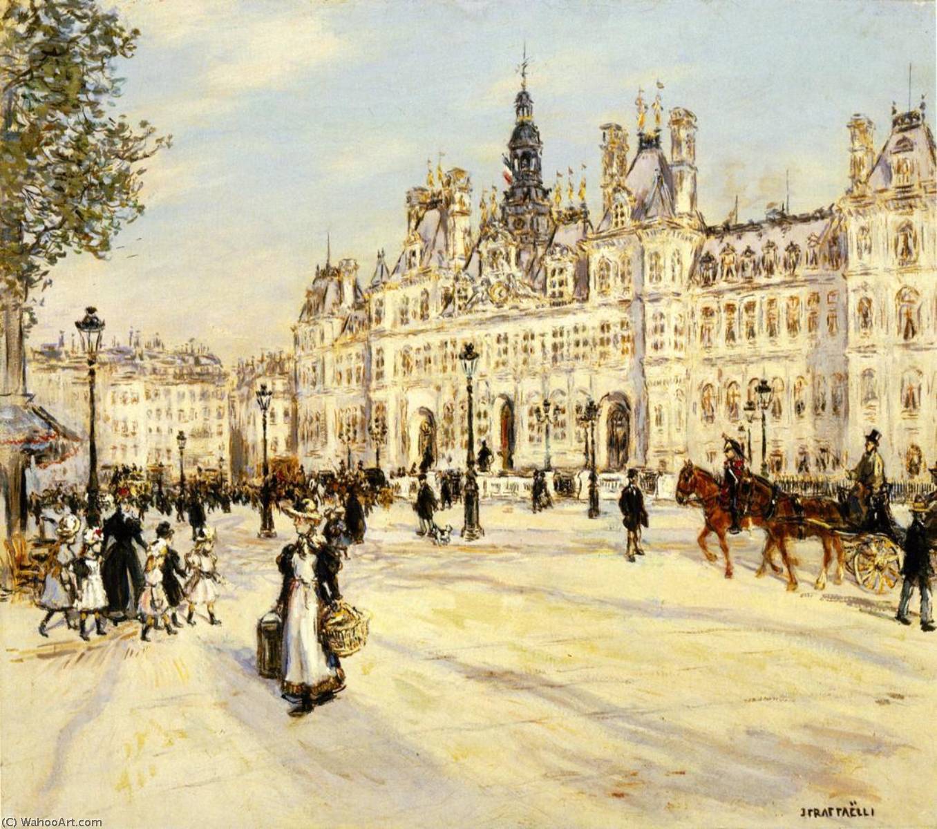 Order Oil Painting Replica The Hotel de Ville de Paris, 1890 by Jean-François Raffaelli (1850-1924, France) | ArtsDot.com