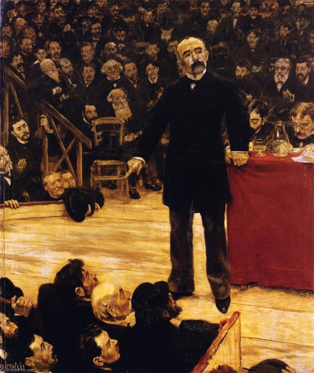 Buy Museum Art Reproductions Georges Clemenceau Giving a Speech at the Cirque Fernando, 1883 by Jean-François Raffaelli (1850-1924, France) | ArtsDot.com