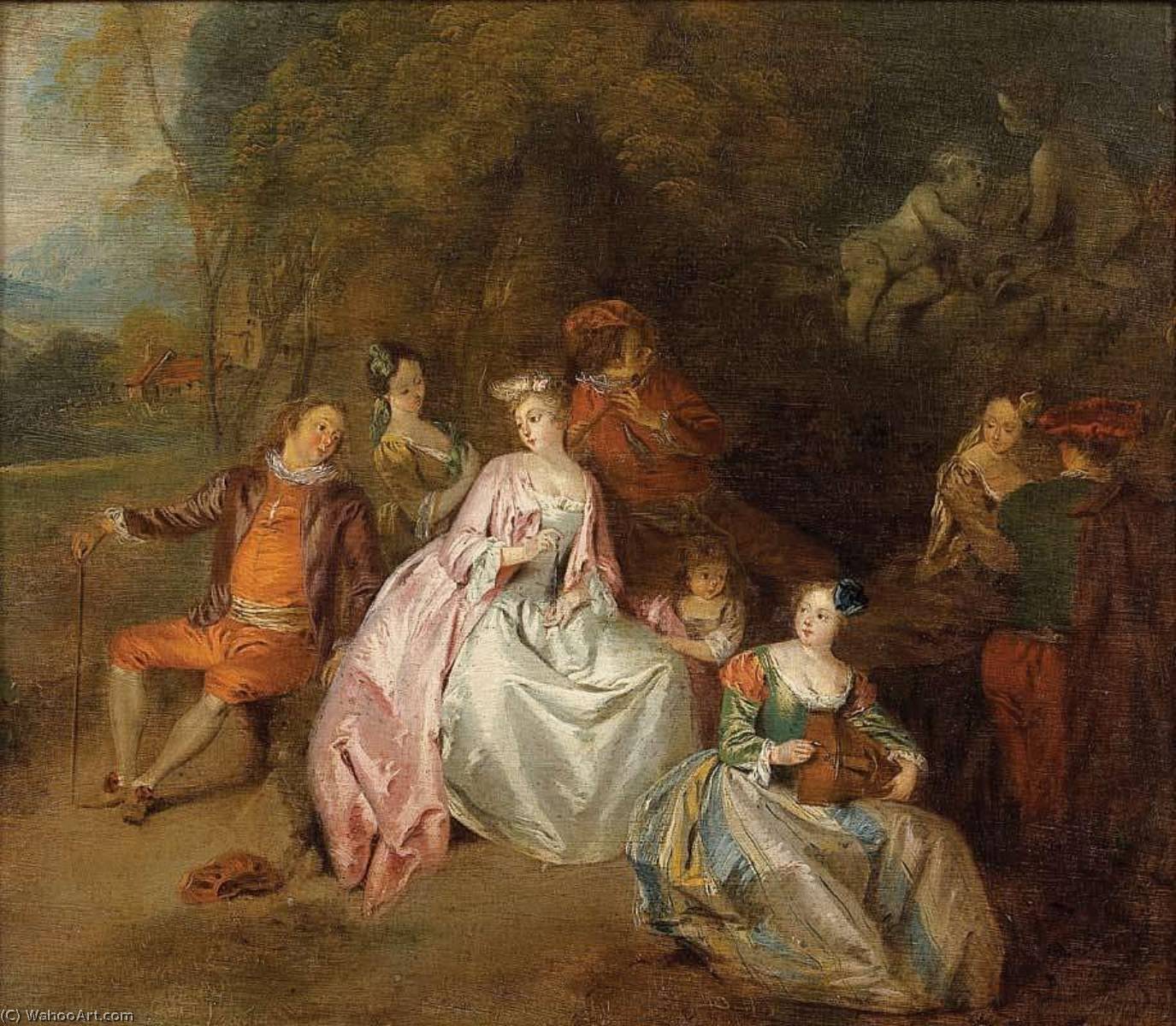 Order Paintings Reproductions Gallant Scene in a Park, 1725 by Jean-Baptiste Pater (1695-1736, France) | ArtsDot.com