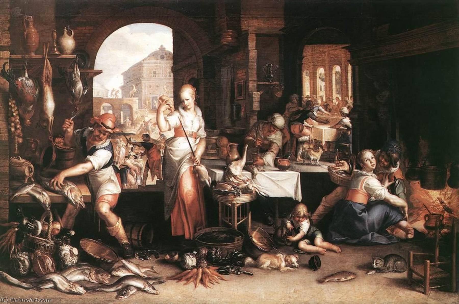 Order Paintings Reproductions Kitchen Scene, 1605 by Joachim Antonisz Wtewael | ArtsDot.com