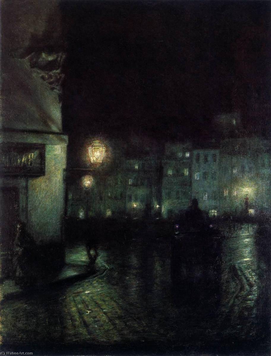 Order Art Reproductions The Old City Market, Warsaw, at Night, 1892 by Józef Pankiewicz (1866-1940) | ArtsDot.com