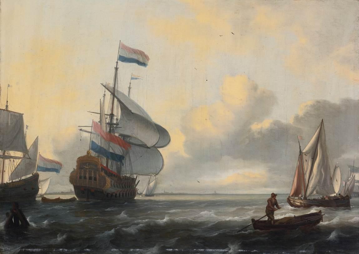 Order Paintings Reproductions Ships in a Stiff Breeze, 1688 by Ludolf Backhuysen | ArtsDot.com