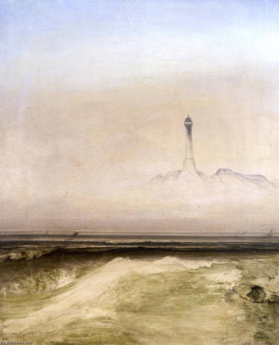 Order Paintings Reproductions Lighthouse in Mist, 1865 by Peder Balke (1804-1887, Norway) | ArtsDot.com