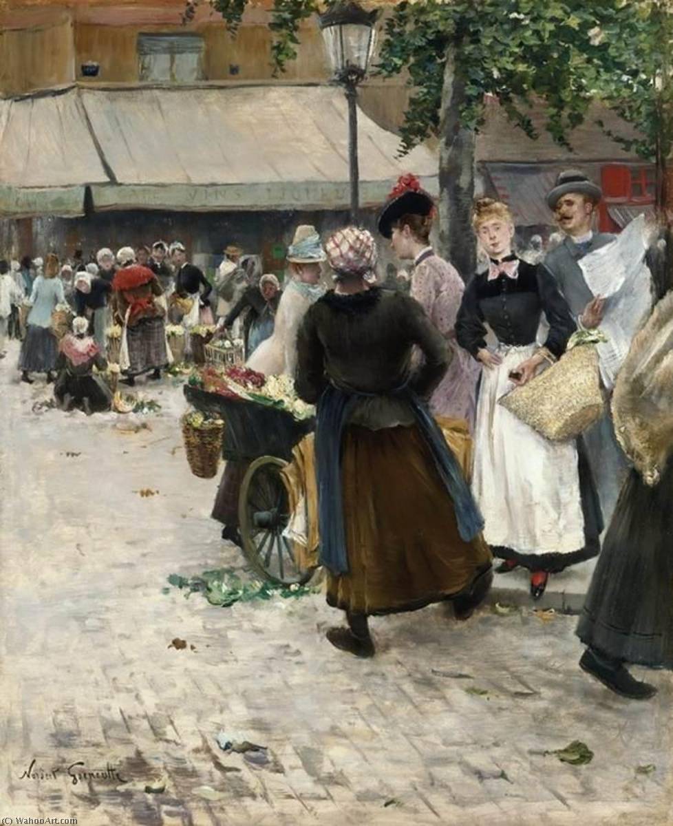 Order Oil Painting Replica The Flower Market by Norbert Goeneutte (1854-1894) | ArtsDot.com