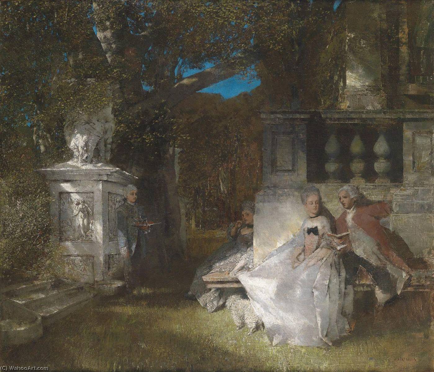 Order Oil Painting Replica Gallant Scene in the Park by Albert Von Keller (1844-1920) | ArtsDot.com