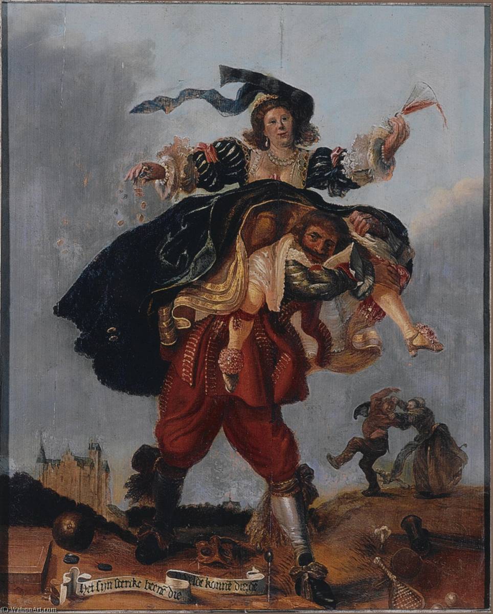 顺序 手工油畫 Allegorie van de rijkdom Het sijn stercke been die Weelde konnen dragen, 1627 通过 Adriaen Pietersz Van De Venne (1589-1662, Netherlands) | ArtsDot.com