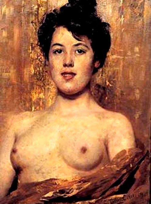 Buy Museum Art Reproductions Half nude woman, 1910 by Cesare Tallone (1853-1919) | ArtsDot.com